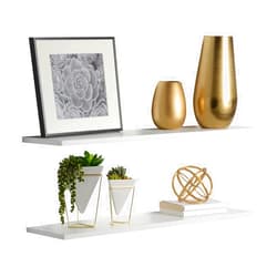 Delta Cycle & Home Wall Mounted Modern Floating Shelves, 2-Pack, White - 36
