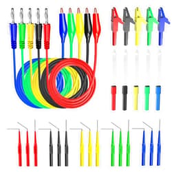 Goupchn Back Probe Kit 30PCS Banana Plug to Copper Alligator Clip Automotive Test Leads Set with Alligator Clips, Wire Piercing Probes, 15PCS 30V Back Probe Pins for Car Repairing Diagnostic 5 Colors