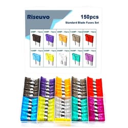 Riseuvo 150pcs Car Automotive Rv Standard Fuses - Auto ATO Blade Fuse Assortment Kit (2A 3A 5A 7.5A 10A 15A 20A 25A 30A 35A)