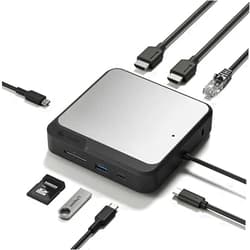 ALOGIC 7-in-1 Dual 4K Universal Compact Docking Station, 2X HDMI, USB-A, USB-C, 100W PD, Gigabit Ethernet, SD Card Reader, USB-C Power Input, for Windows/MacOS/ChromeOS Computers.
