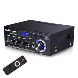 WOOPKER Amplifier Home Audio Stereo Receivers with Bluetooth 5.3,2.0 Channel Stereo Amplifier System for Home Theater Speakers, Karaoke,Garage,Home Amp w/USB/SD/RCA/MIC in, Remote Control