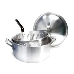 Bayou Classic 1350 14-qt Aluminum Fry Pot w/ Lid and Aluminum Perforated Basket Features Heavy-Duty Riveted Handles Domed Lid Perfect For Frying Fish Shrimp Chicken and Hushpuppies