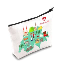 MEIKIUP Swiss Travel Gifts Switzerland Travel Cosmetic Bag Switzerland Souvenir Bag Switzerland Vacation Gift Swiss Alps Honeymoon Gift (Switzerland bag)