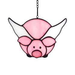 WeDcpcin Stained Glass Window Hanging Panel, Pig Sun Catcher Home Decor,Birthday Gift, to Friends, Ladies, and mom