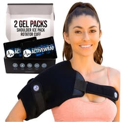 AW ACTIVEWRAP ActiveWrap Shoulder Ice Pack, With 2 Reusable Heat & Ice Packs for Shoulder Pain Relief, Rotator Cuff Cold Therapy, Adjustable Compression Straps, Post-surgery Must-have, Small/Medium