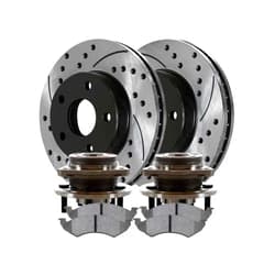 RVtiooy Front Wheel Bearing Hub Drilled Slotted Rotors Ceramic Pads Kit for Jeep for Cherokee 1999-2001 for Wrangler 2000-2006 713158 BRKPKG667,Fit Testing