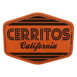 R and R Imports Cerritos California City Retro Souvenir 2x3 Hexagonal Iron-on Leatherette Patch with Adhesive Single
