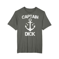 Custom Yacht Sailor Christmas Hat Skipper For Men CAPTAIN DICK Funny Birthday Personalized Name Boat Gift T-Shirt