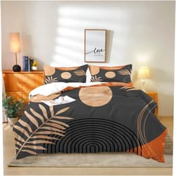 Msocio Boho Duvet Cover Queen 3 Pieces Soft Washed Microfiber Duvet Cover Set Abstract Arch Sun Modern Mid Century Bedding Sets for All Seasons Home Bedding Decorations