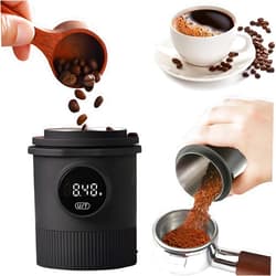 Ubyyddo Coffee Dosing Cup with Scale - Rechargeable Espresso Scale 0.1g Precision, 304 Stainless Steel Coffee Scale Coffee Grinder Powder Cup Compatible with 58mm Portafilter