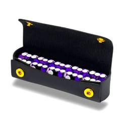 Luck Lab Grade AAA 19mm Casino Dice with Razor Edges and Matching Serial Numbers Set of 5 and Leather Dice Case (Purple)