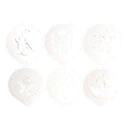 Hemoton 6pcs Stainless Steel Coffee Stencils Latte Art Stencils Cappuccino Stencils Templates for Coffee Cookie Cake Cupcake Decorating Set 7