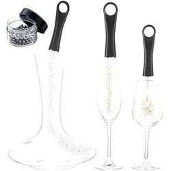 Boao 3 Pcs Decanter Cleaning Brush Wine Glass Cleaner Brush Flexible Bottle Cleaning Brush Set with Cleaning Beads Household Tools for Cleaning Decanters Goblets Glasses Cups(Black)