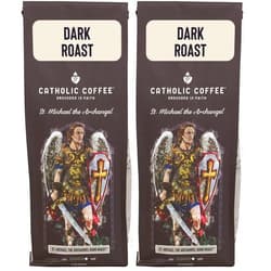 Catholic Coffee St. Michael | Dark Roast Ground Coffee – Almond & Citrus Notes | 12oz Bag – Premium Catholic Gift Inspired by the Defender of Heaven (Pack of 2)