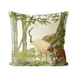 Fabfunky Kelly Stevens-McLaughlan, Crane Garden 4 Chinoiserie on Spanish White Cushion / Pillow Cover, Zippered Base, Full Piping, 18 Inches x 18 Inches