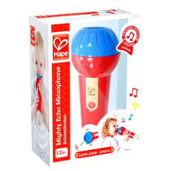 Hape Mighty Echo Microphone | Battery-Free Voice Amplifying Microphone Toy for Kids 1 Year & Up, Red, Model Number: E0337