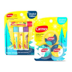 Carmex Lip Balm Limited Edition Holiday Packs: Carmex Daily Care Sticks, 4 count (1 pack), Carmex Medicated Jars, 3 Count (1 pack)