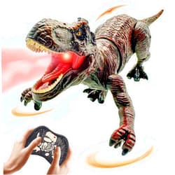 Moskiddo Remote Control Dinosaur Toys for Kids 3-5, 5-7, 8-12, 10-12, Electronic RC T Rex Dino Robot Toy for Boys, Top Christmas & Birthday Gifts for 6 7 8 9 10 11 & 12 Year Old Boys (Color: Brown)