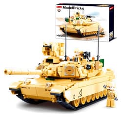Sluban WW2 Army Tank M1A2 Main Battle Tank Military Model Toy Kits, Inspired M1A2 Abrams Tank Brick Building Set, Including 2 Soldier Minifigures, Gifts for 6-12 Year Old Kids, Compatible with Lego, 781 PCS