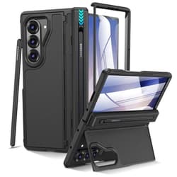 VEGO for Z Fold 6 Case with Screen Protector[Built-in Invisible Kickstand & S Pen Slot] Hinge Protection Drop Protective Phone Cover for Samsung Galaxy Z Fold 6[Wireless Charging Compatible]-Black