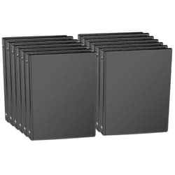 CIXILDTS 1-inch Round Ring Binder, Standard 3 Ring Binder Fit Letter Size Paper, Presentation View Binders, Black,12-Pack