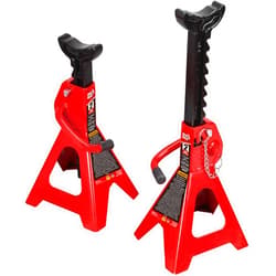 BIG RED T42002A Torin Steel Jack Stands: Double Locking, 2 Ton (4,000 lb) Capacity, Red, 1 Pair