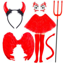 Matiniy 6Pcs White Angel Costume Set Feather Angel Wings Halo Headband High Tights Wand Tutu Skirt for Girls Cosplay