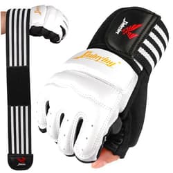 Xinluying Punch Bag MMA Gloves Half Finger Adjustable Mitts Wrist Support Boxing Gloves Open Palms for Sparring Martial Arts Taekwondo Punching Bag Training for Men Women