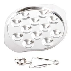 ACKEIVTO Stainless Steel Snail Escargot Plate Thickend Dishes 12 Compartment Holes Tong Set Oven Safe