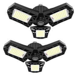 GHUSTAR 2-Pack LED Garage Light 60W Garage Lighting - 6000LM 6500K LED Deformable Garage Ceiling Lights, LED Shop Light with Adjustable Multi-Position Panels, LED Glow Light for Garage, Workshop