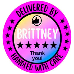 Take a Scroll Design Personalized DoorDash Stickers, Food Delivery Driver Essentials, Delivery Driver Stickers, Shopper Thank You Stickers, 5 Star Rating Dasher Delivery Bag Seal Stickers, 2 in, 100 ct, Pink Matte Sheets