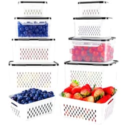 Freshmage 4 PCS Fruit Storage Containers for Fridge with Removable Colander, Airtight Food Storage Container, Dishwasher Safe Produce Saver Container for Refrigerator, Keep Berry Fruit Vegetable Fresh Longer