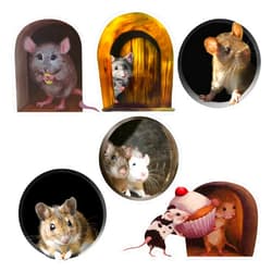 JNAB JIESWMY, 3D Mouse Hole Wall Decal Stickers, Realistic Art for Living Room, Vinyl, 6 Pieces / Set, 12x13cm