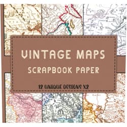 Ladislao Yun Vintage Maps Scrapbook Paper: Double Sided 8 x 8