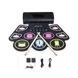COOLMUSIC Electronic Drum Set for Kids & Adults, 9 Pads Roll Up Electric Drum Kit,2 Built-in Speaker, Headphone Jack, Portable Digital Midi Practice Drum Pad for Kids Beginners