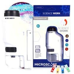 Axlksia Mini Microscope for Kids and Adults, Kids Microscope Handheld 60x-180x LED Lighted Pocket Microscope with 4 Slides for Kids Student Science Lab Education (White Pocket Microscope)