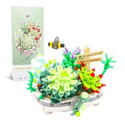 MEIEST Mini Building Blocks Succulent Plant Bonsai Model Set,Creative DIY Simulation Particle Flower Botanical Collection Construction Building Bricks Toy for Kids Adult Home Decor