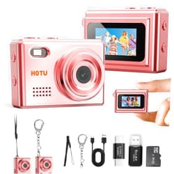 HOTU Mini Keychain Digital Camera, Y2K Pocket-Size Mini Camera, 2MP 1080P Small Camera with 32GB Card, Video Recorder with Long Battery Life for Travel, Party and Vlog (Rose Gold)
