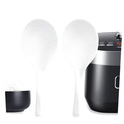 FireKylin 2 Pcs Plastic Rice Paddle,Non Stick Standing Rice Spoon Scooper Spatula,Heat Resistant Rice Cooker Spoon (White)
