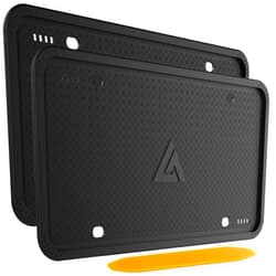 Aujen Silicone License Plate Frames Black, 2 Pack Car License Plate Frame, Universal US Black License Plate Holders Brackets Rust-Proof, Weather & Rattle-Proof, Car Accessories
