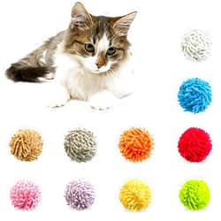 Andiker 10PCS Cat Ball Toys, 1.69 Inches Cat Yarn Balls Built-in Bells Colorful Cat Toys for Indoor Cats Reducing Boredom Cleaning Teeth and Keeping Fit