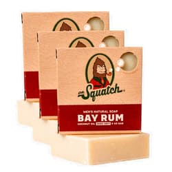 Dr. Squatch All Natural Bar Soap for Men with Zero Grit, 3 Pack, Bay Rum