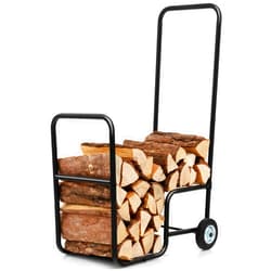 Tangkula Firewood Log Carrier Mover, Wood Rack Storage Mover with Rolling Wheels & Ergonomic Handle, Indoor Outdoor Rolling Steel Dolly Hauler for Transporting and Storing Wood