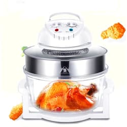 BFDIEEM Air Fryer, Halogen Infrared Convection Oven - Large 17L Glass Air Fryer, Oil-Free Quick Healthy Meals Multicooker with Time & Temperature Controls, Roast, Fry, Toast or Crisp