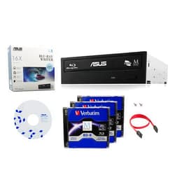 Produplicator ASUS 16x BW-16D1HT Internal Blu-ray Burner Drive Bundle with 3 Pack M-DISC BD and Cable Accessories (Supports BDXL and M-DISC, Retail Box)