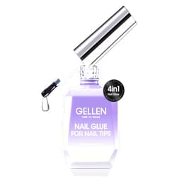 Gellen 4 in 1 Nail Glue for Nail Tips and Acrylic Nails, 18ML U V Light Needed Nail Gel Glue for Base Gel, Rhinestone, False Nails, Clear Press on Nails, Long Lasting Easy Nail Extension Gel