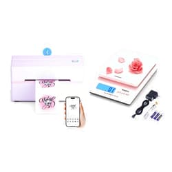 MUNBYN 130B Bluetooth Thermal Label Printer+Shipping Scale, Accurate 66lb/0.1oz Postal Scale with Sweet Pink Style