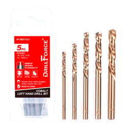 VALYRIANTOOL 5PCS M35 Cobalt Left Hand Drill Bits Set for Removing Broken Stubs, Bolts and Screws, Reverse Twist Drill Bits, 1/8