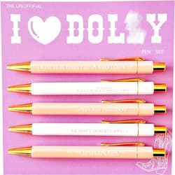 Virsomier 5-Count Dol*y Pens, Funny Gift for Country Music Fans & Office Humor, Black Ink,Medium Nib 1.0mm (Dol*y)