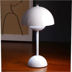 Nusogon Flowerpot Lamp, Cordless Mushroom Table Lamp,3 Color Stepless Dimmable Touch Lamp, Rechargeable Battery Operated Portable LED Lamp, Small Lamp for Bedside, Night Light for Indoor Outdoor(White)